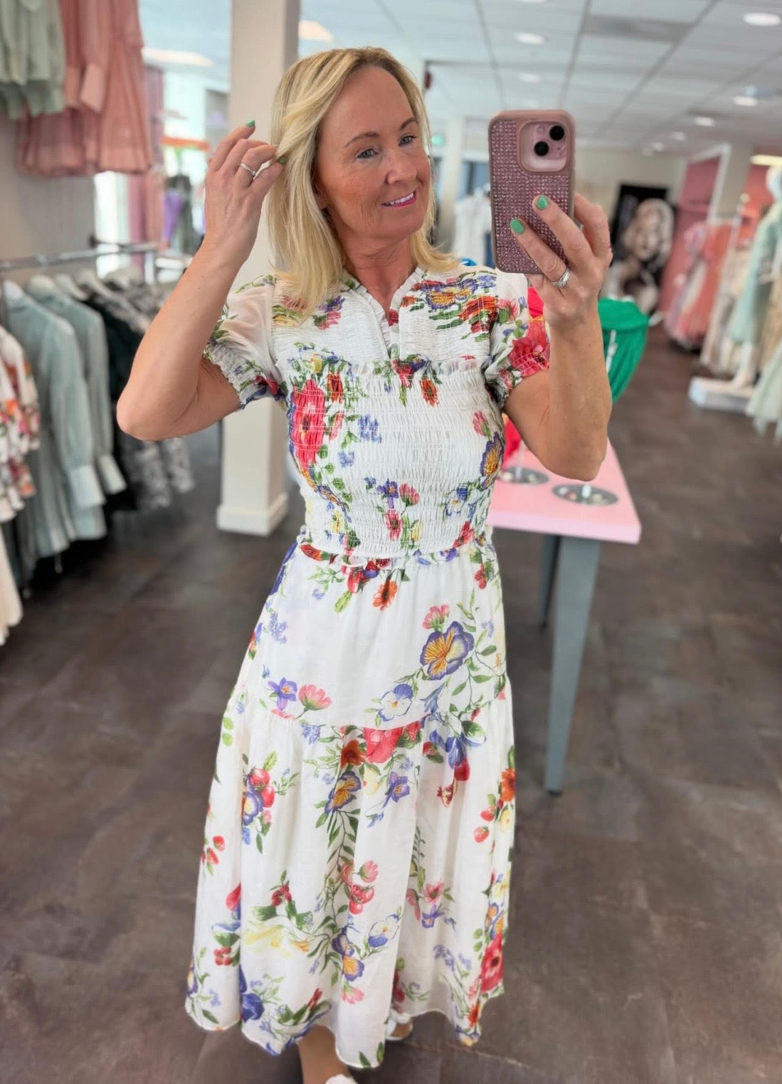 Blomster midi kjole