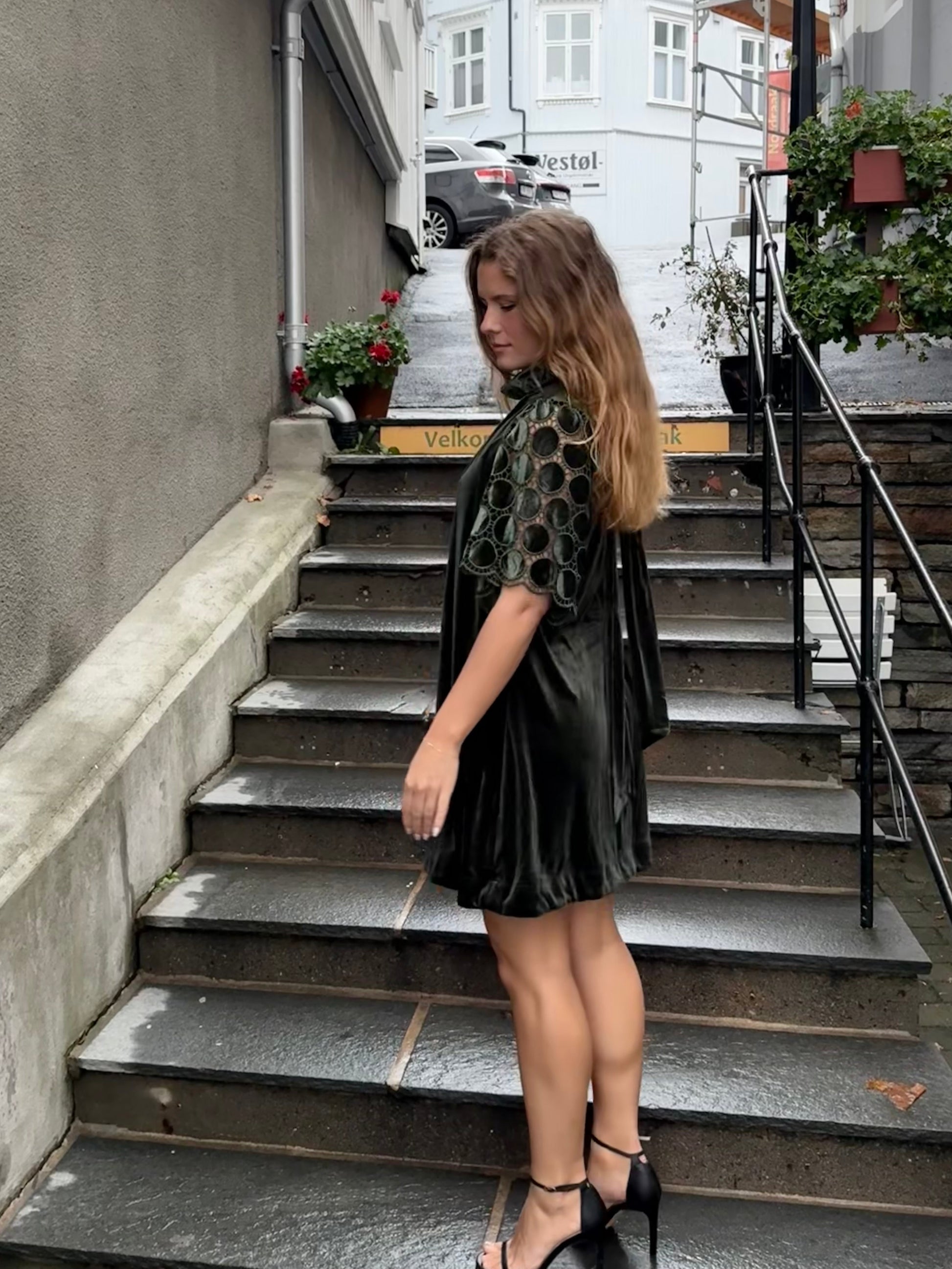 Grønn vi velur kjole