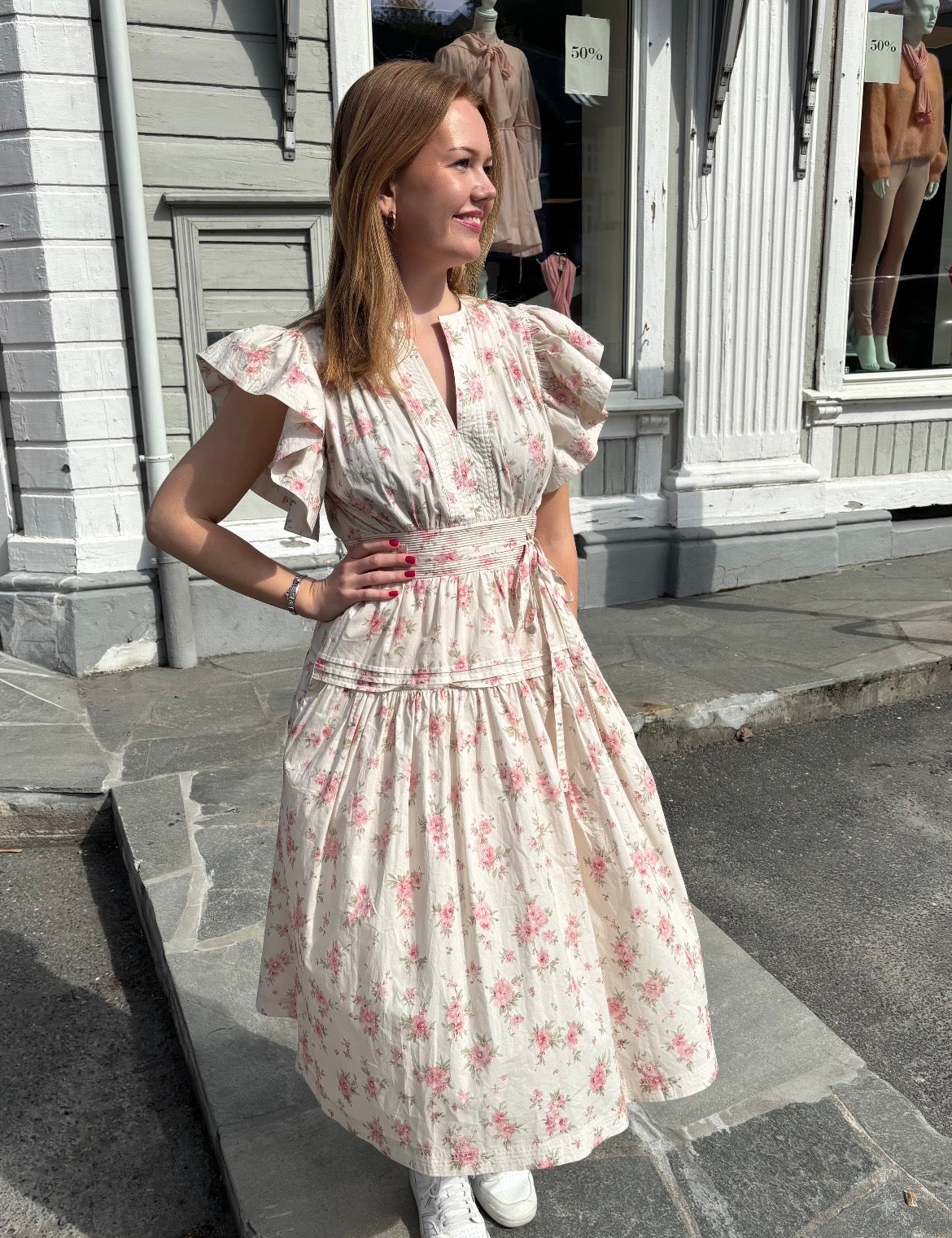 Bomull midi kjole