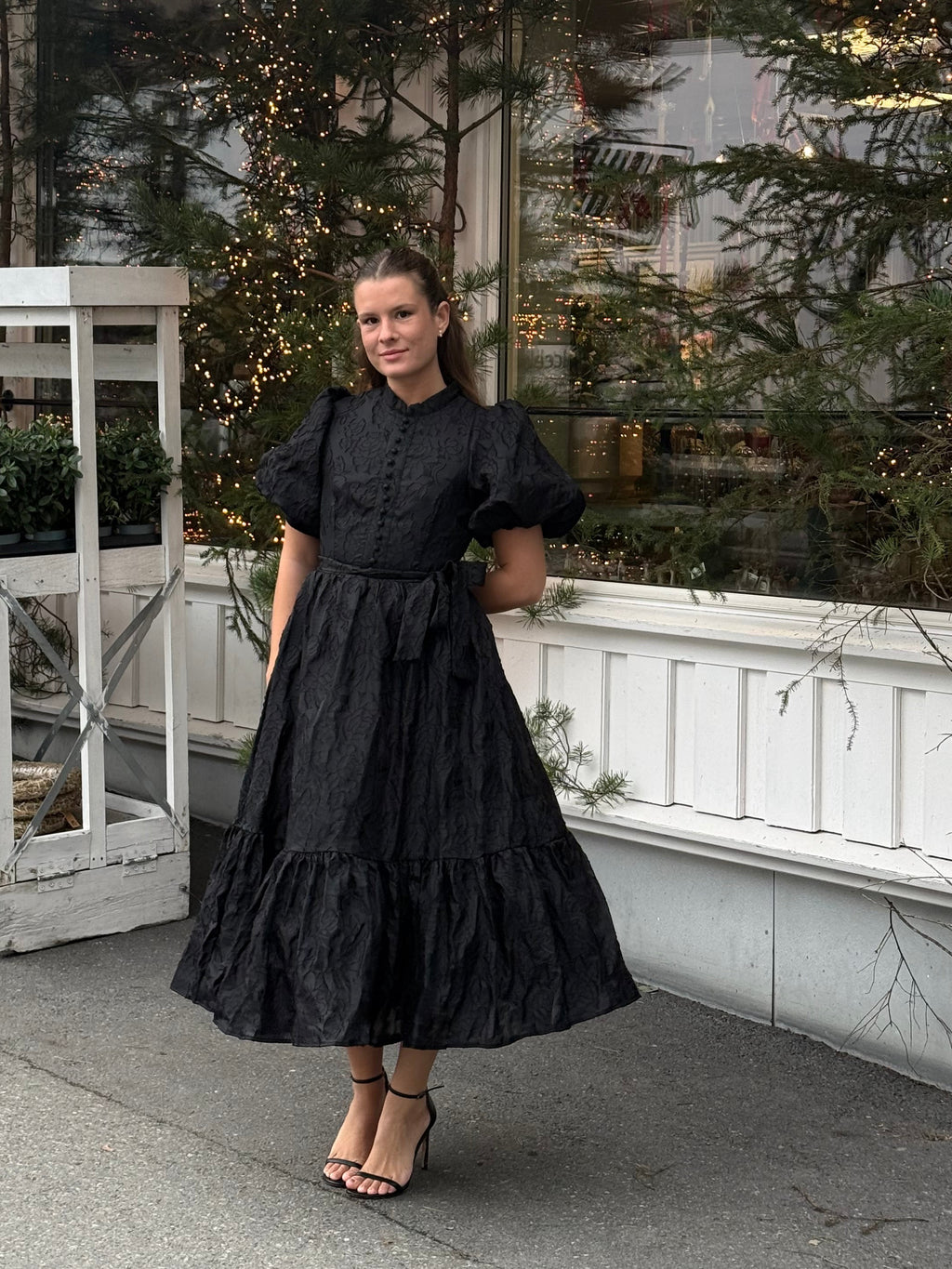 Svart maxi jacquard kjole