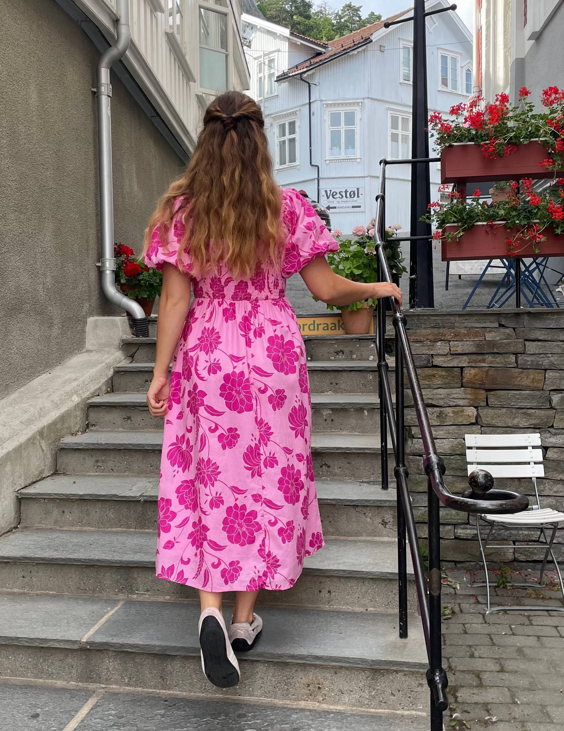 Off shoulders rosa kjole