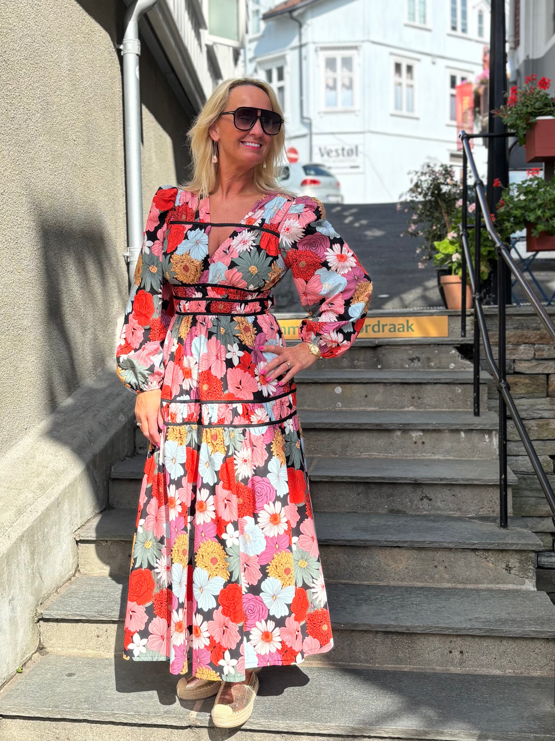 Blomsterhage maxi kjole