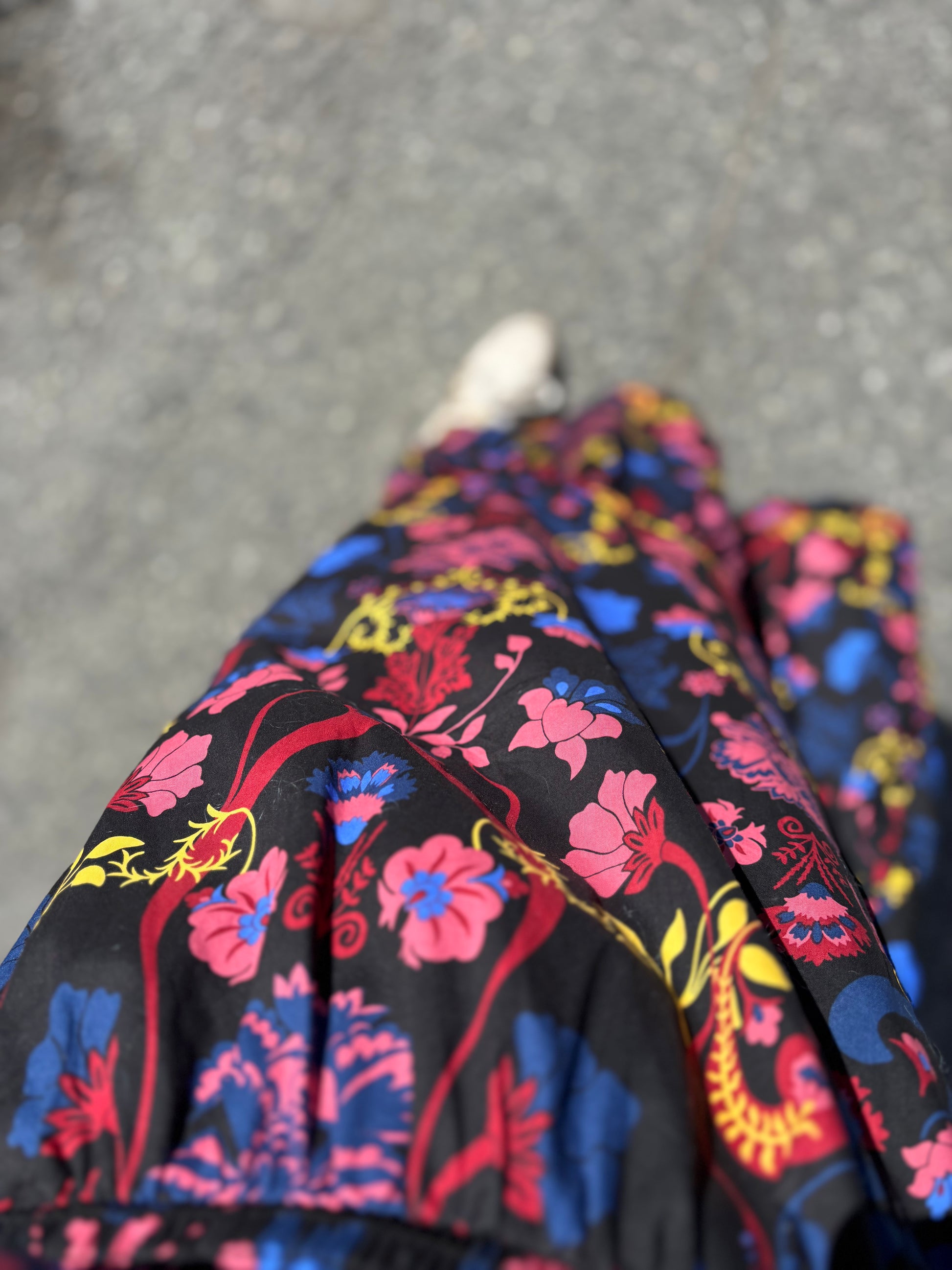 Maxi kjole sort med blomster