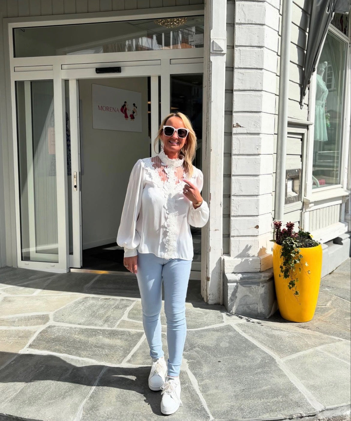 Bluse med mock neck